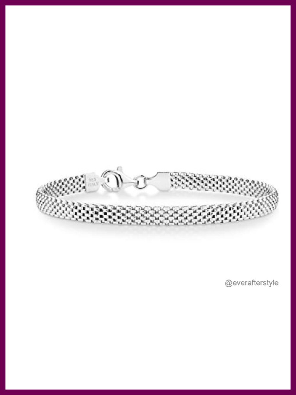 Italian 925 Sterling Silver 5mm Mesh Bracelet for Women
